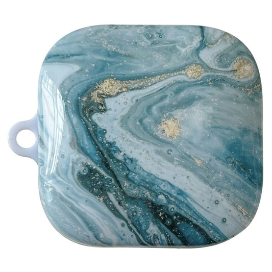 For Xiaomi Redmi Buds 6 Active Shockproof Case Marble Pattern Headset Hard PC Cover - Blue / Gold