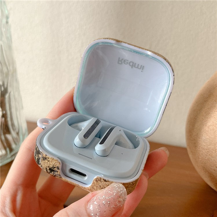 For Xiaomi Redmi Buds 6 Active Shockproof Case Marble Pattern Headset Hard PC Cover - Blue / Gold