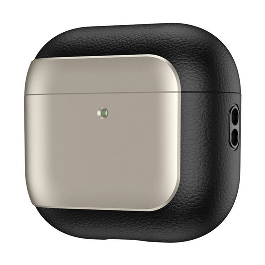 For AirPods 4 TPU Case Electroplating Litchi Texture Fall Prevention Earphone Cover with Lanyard - Titanium Grey