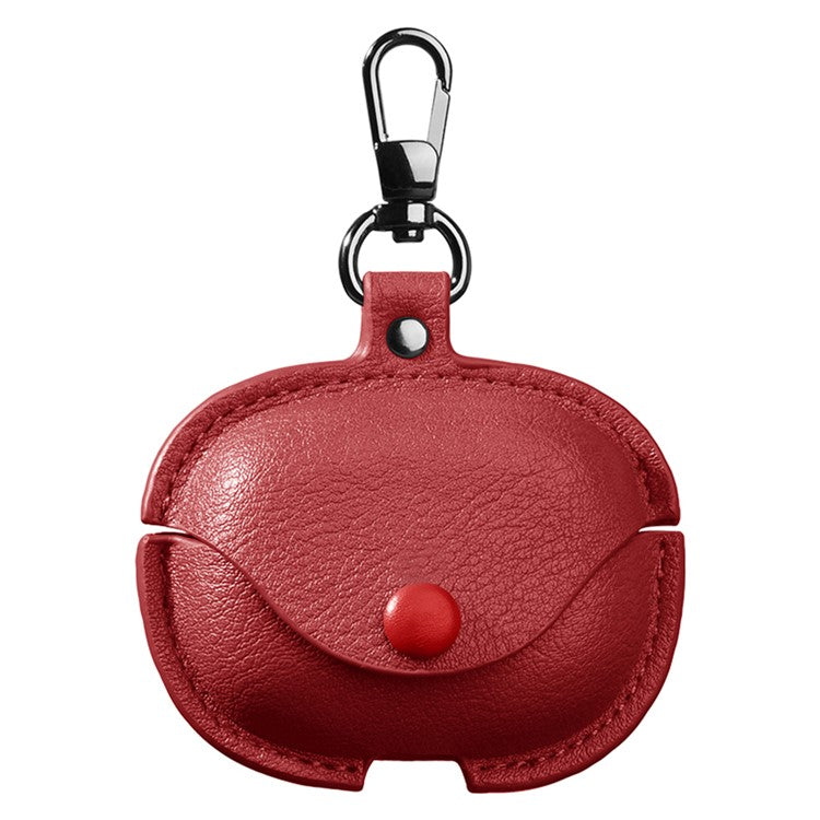 For Xiaomi Redmi Buds 6 Charging Case Cover Leather+PC Earbuds Protective Case - Red