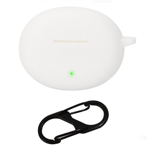 For Oppo Enco R3 Pro Case with Anti Lost Buckle Bluetooth Earbuds Silicone Protective Cover - White