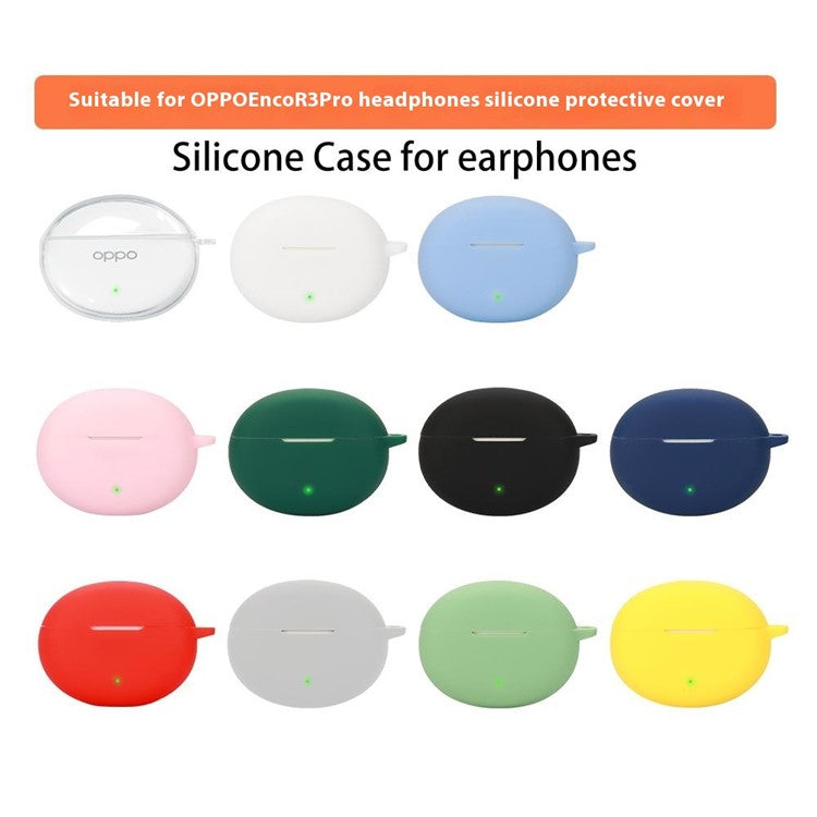 For Oppo Enco R3 Pro Case with Anti Lost Buckle Bluetooth Earbuds Silicone Protective Cover - White