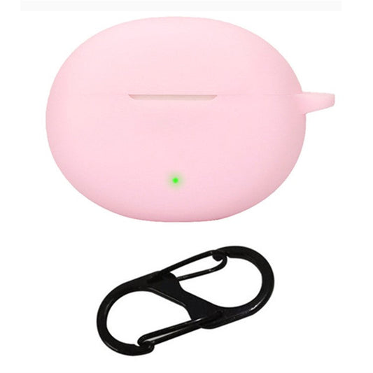 For Oppo Enco R3 Pro Case with Anti Lost Buckle Bluetooth Earbuds Silicone Protective Cover - Pink