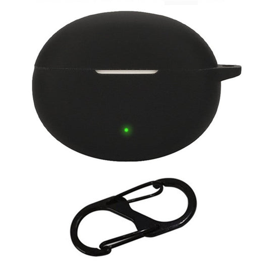 For Oppo Enco R3 Pro Case with Anti Lost Buckle Bluetooth Earbuds Silicone Protective Cover - Black