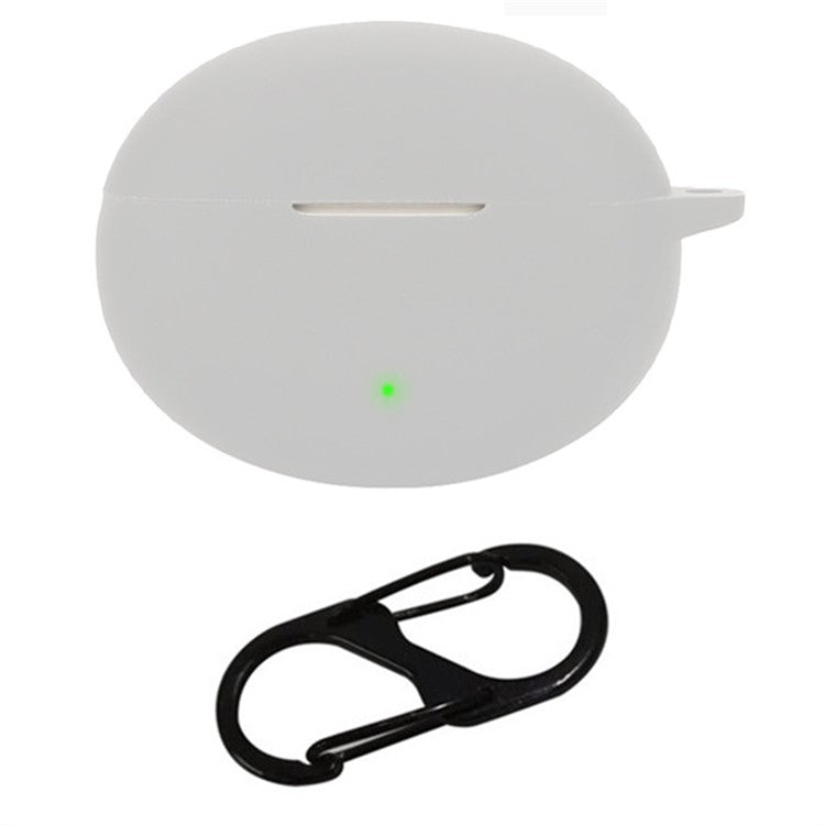 For Oppo Enco R3 Pro Case with Anti Lost Buckle Bluetooth Earbuds Silicone Protective Cover - Grey