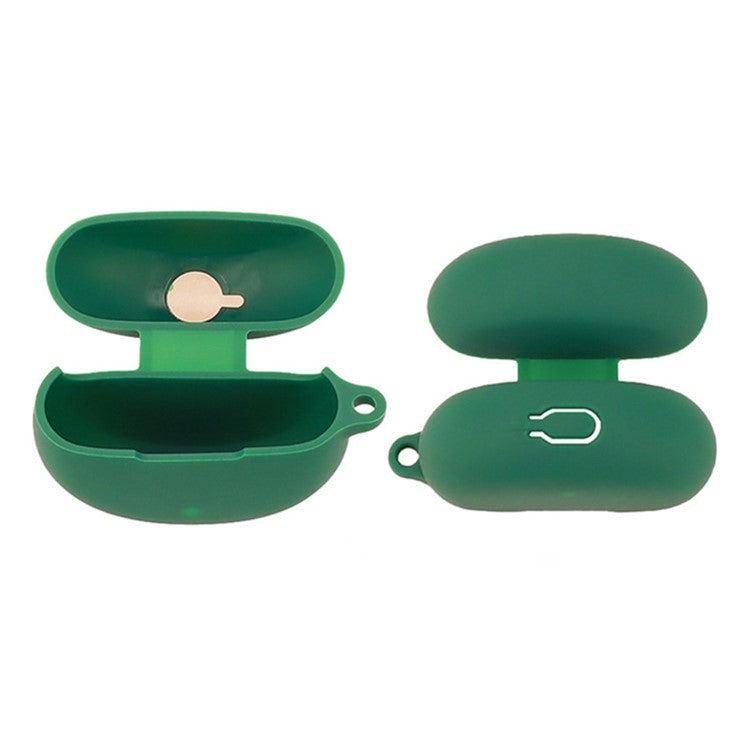 For Oppo Enco R3 Pro Case with Anti Lost Buckle Bluetooth Earbuds Silicone Protective Cover - Blackish Green