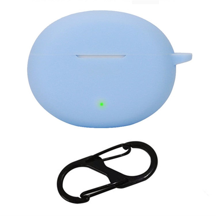 For Oppo Enco R3 Pro Case with Anti Lost Buckle Bluetooth Earbuds Silicone Protective Cover - Sky Blue