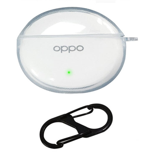 For Oppo Enco R3 Pro Case with Anti Lost Buckle Bluetooth Earbuds Silicone Protective Cover - Transparent
