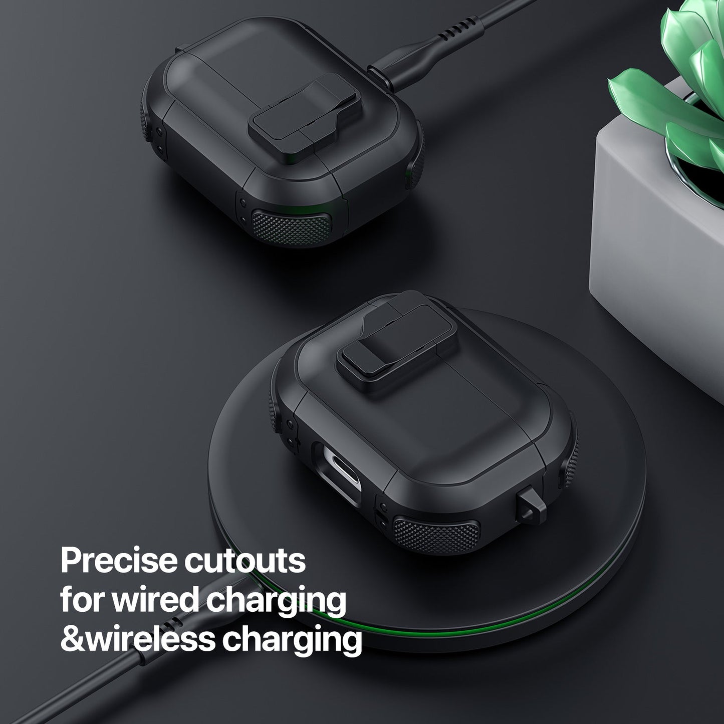 For AirPods Pro 2 Eraphone Case DUX DUCIS PECP Series PC+TPU Bluetooth Earphone Cover with Hook - White Green