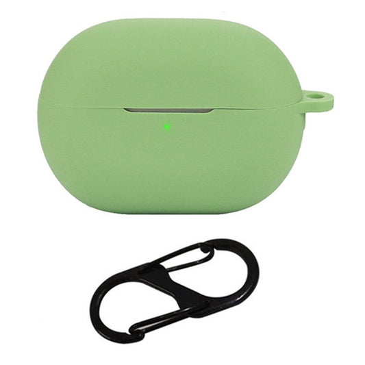 For Huawei Freebuds Pro 4 Case with Anti Lost Buckle Bluetooth Earbuds Silicone Protective Cover - Matcha Green