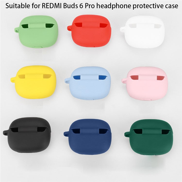 For Xiaomi Redmi Buds 6 Pro Case with Anti Lost Buckle Bluetooth Earbuds Silicone Protective Cover - Blackish Green