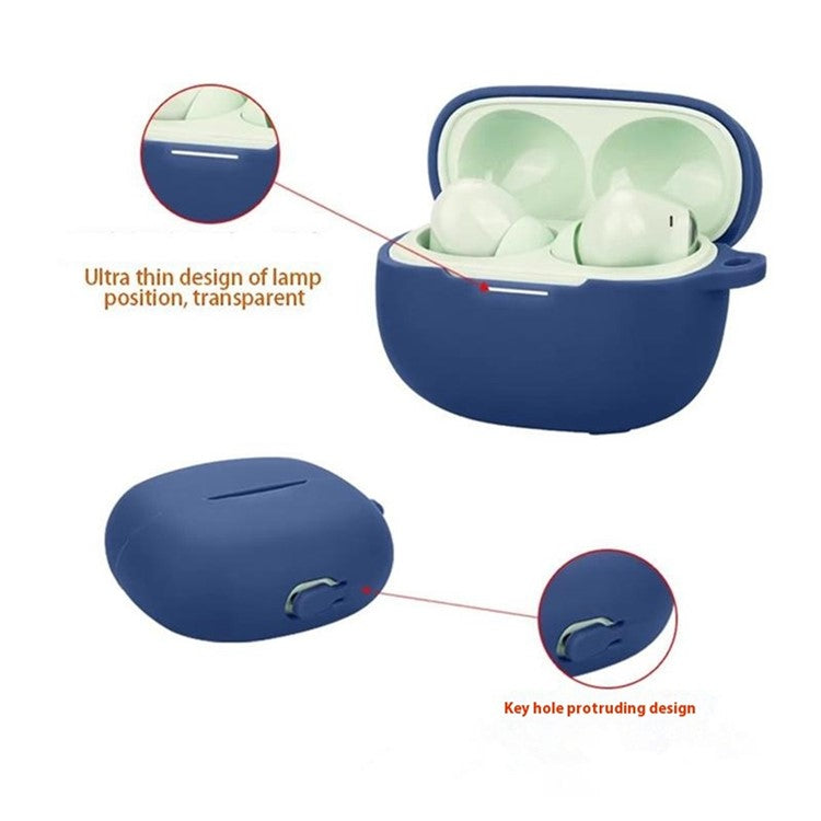 For Xiaomi Redmi Buds 6 Pro Case with Anti Lost Buckle Bluetooth Earbuds Silicone Protective Cover - Sky Blue