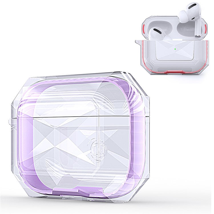 Contrast-color Rhombus Style Cover Case for Apple AirPods Pro - Purple