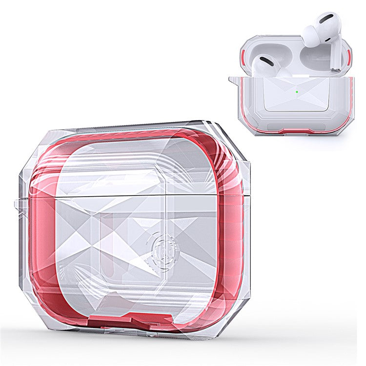Contrast-color Rhombus Style Cover Case for Apple AirPods Pro - Red