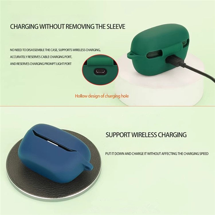 For JBL Endurance Race 2 Case with Anti Lost Buckle Bluetooth Earbuds Silicone Protective Cover - Blackish Green