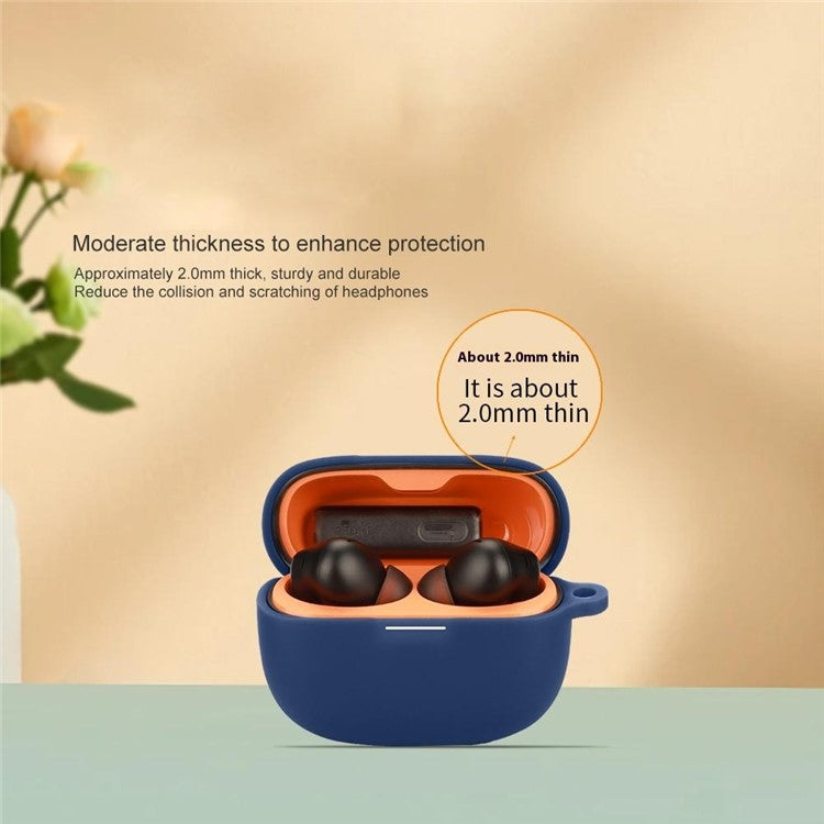 For Xiaomi Redmi Buds 6 Pro Gaming Edition Case with Anti Lost Buckle Bluetooth Earbuds Silicone Protective Cover - Dark Blue