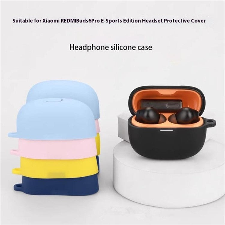 For Xiaomi Redmi Buds 6 Pro Gaming Edition Case with Anti Lost Buckle Bluetooth Earbuds Silicone Protective Cover - Sky Blue