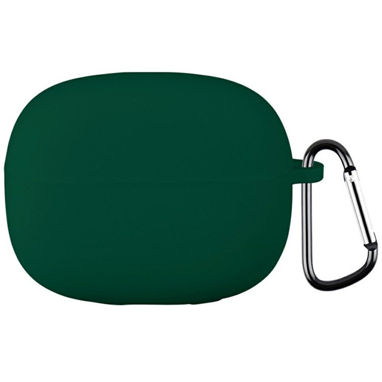 For Xiaomi Redmi Buds 6 Pro Silicone Case Bluetooth Earphone Anti-scratch Protective Cover with Carabiner - Midnight Green