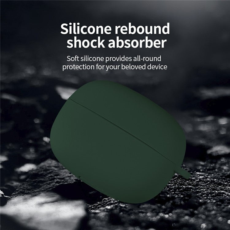 For Xiaomi Redmi Buds 6 Pro Silicone Case Bluetooth Earphone Anti-scratch Protective Cover with Carabiner - Midnight Green