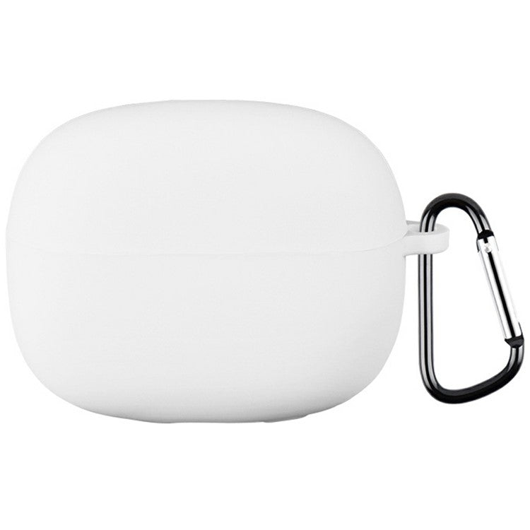 For Xiaomi Redmi Buds 6 Pro Silicone Case Bluetooth Earphone Anti-scratch Protective Cover with Carabiner - White
