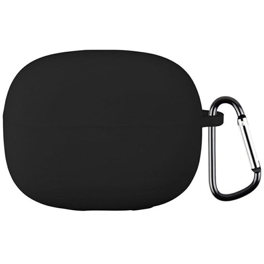 For Xiaomi Redmi Buds 6 Pro Silicone Case Bluetooth Earphone Anti-scratch Protective Cover with Carabiner - Black