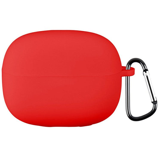 For Xiaomi Redmi Buds 6 Pro Silicone Case Bluetooth Earphone Anti-scratch Protective Cover with Carabiner - Red