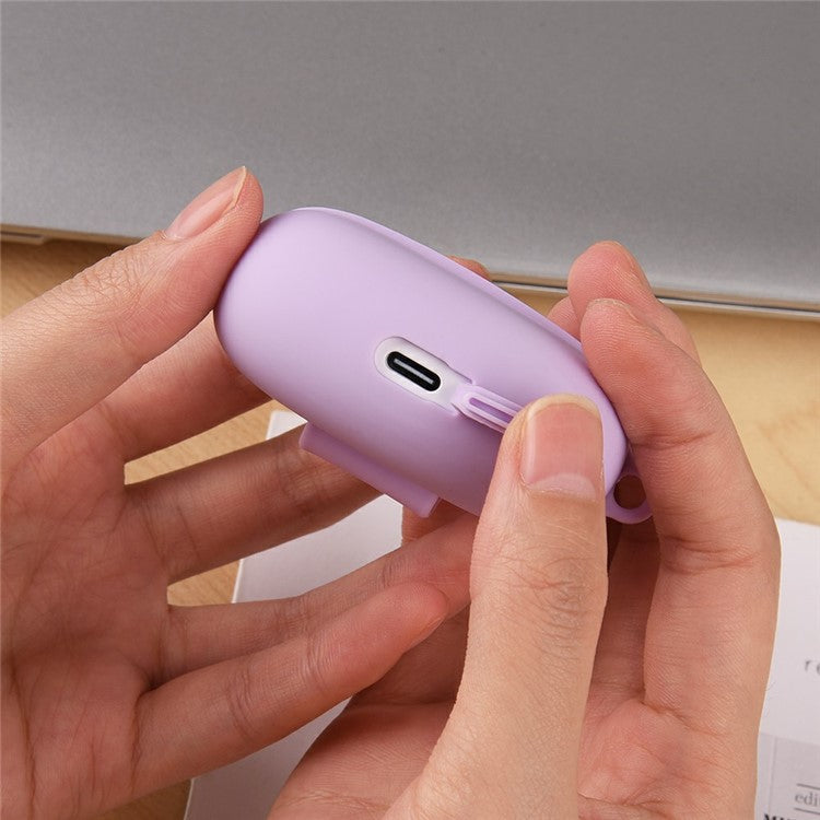 For Xiaomi Redmi Buds 6 Pro Silicone Case Bluetooth Earphone Anti-scratch Protective Cover with Carabiner - Red