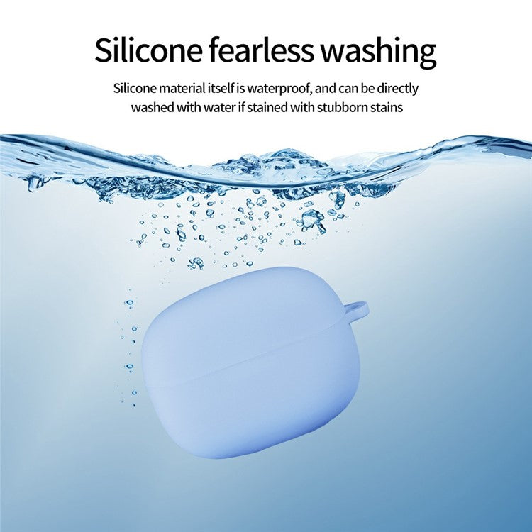 For Xiaomi Redmi Buds 6 Pro Silicone Case Bluetooth Earphone Anti-scratch Protective Cover with Carabiner - Midnight Blue