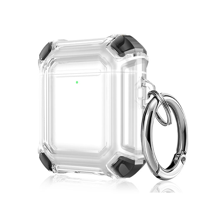 Anti-Drop Four-corner Clear TPU Earphone Protective Case Cover for Apple AirPods with Charging Case (2016)/(2019) / AirPods with Wireless Charging Case (2019) - Black