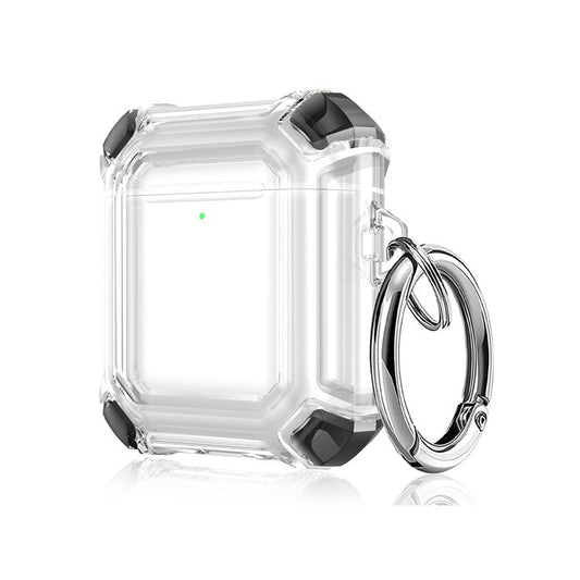 Anti-Drop Four-corner Clear TPU Earphone Protective Case Cover for Apple AirPods with Charging Case (2016)/(2019) / AirPods with Wireless Charging Case (2019) - Black