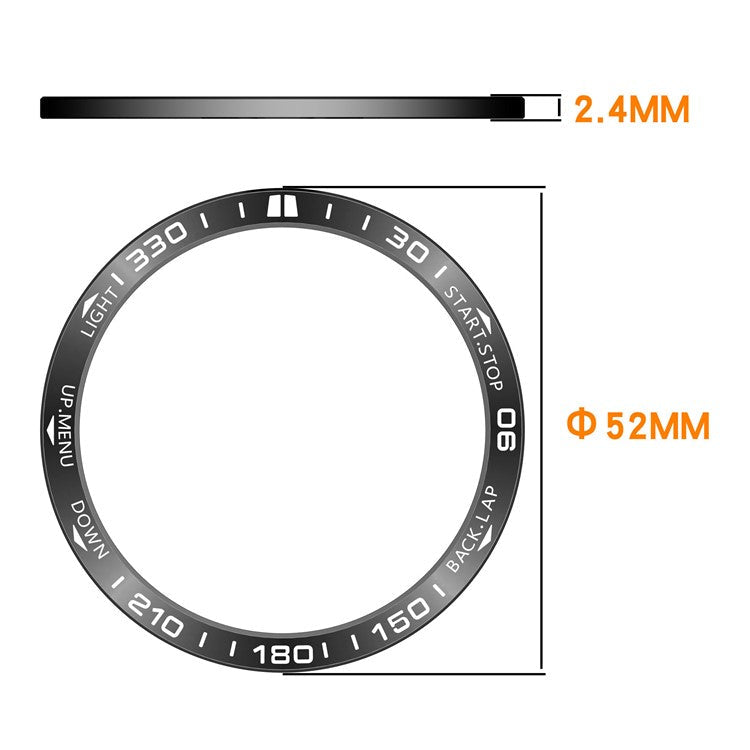 For Garmin Tactix 8 51mm AMOLED Version Steel Bezel Scratch Resistant Protective Ring - Silver+Red