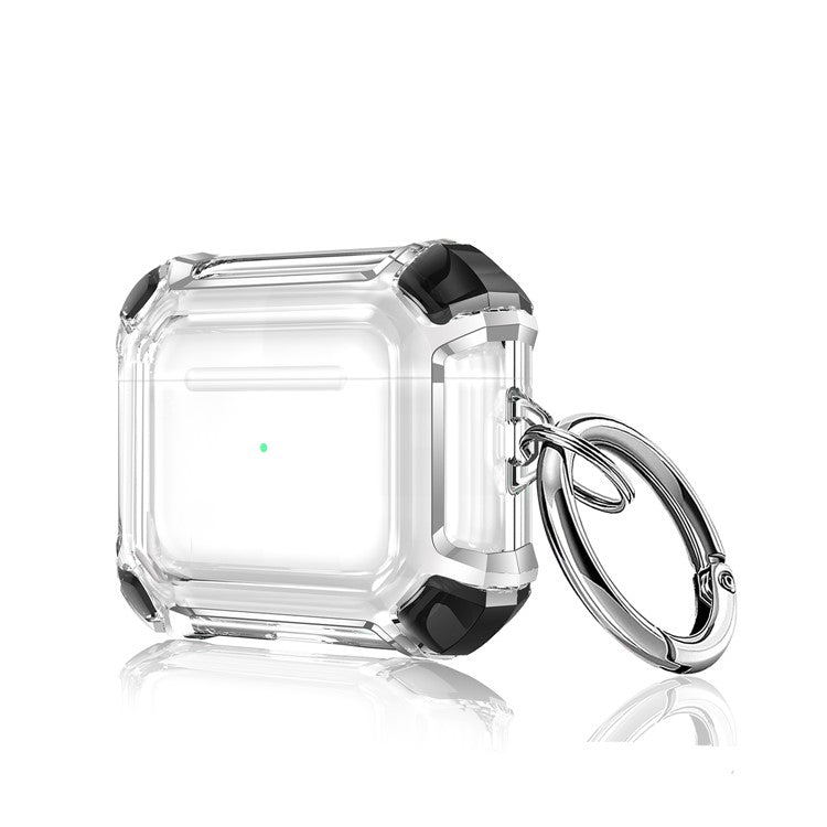 Dual Color Transparent TPU Protective Case Earphone Cover with Keyring for Apple AirPods 3 - Black