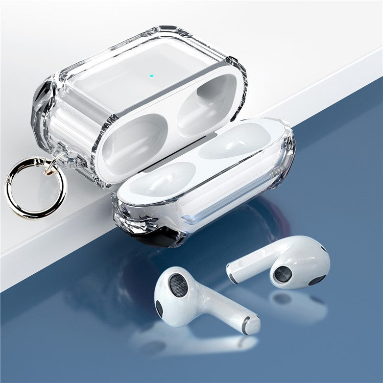 Dual Color Transparent TPU Protective Case Earphone Cover with Keyring for Apple AirPods 3 - Black