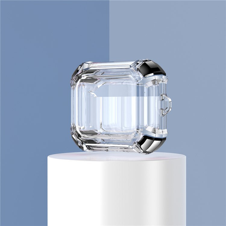 Dual Color Transparent TPU Protective Case Earphone Cover with Keyring for Apple AirPods 3 - Black