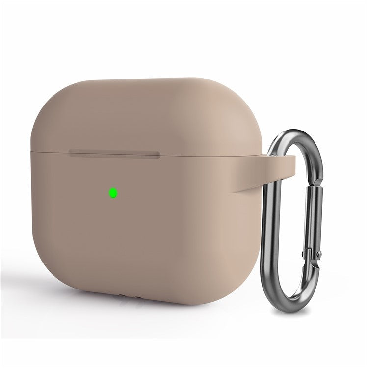 Bluetooth Earphone Silicone Protective Case Dust-proof Cover with Carabiner for Apple AirPods 3 - Light Pink