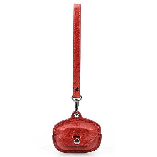 CONTACTS FAMILY Genuine Leather Case for Sony WF-1000XM4 Wireless Headphones - Red