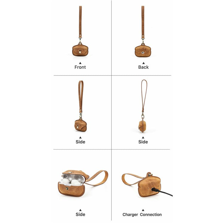 CONTACTS FAMILY Genuine Leather Case for Sony WF-1000XM4 Wireless Headphones - Red