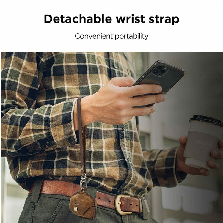 CONTACTS FAMILY Genuine Leather Case for Sony WF-1000XM4 Wireless Headphones - Coffee