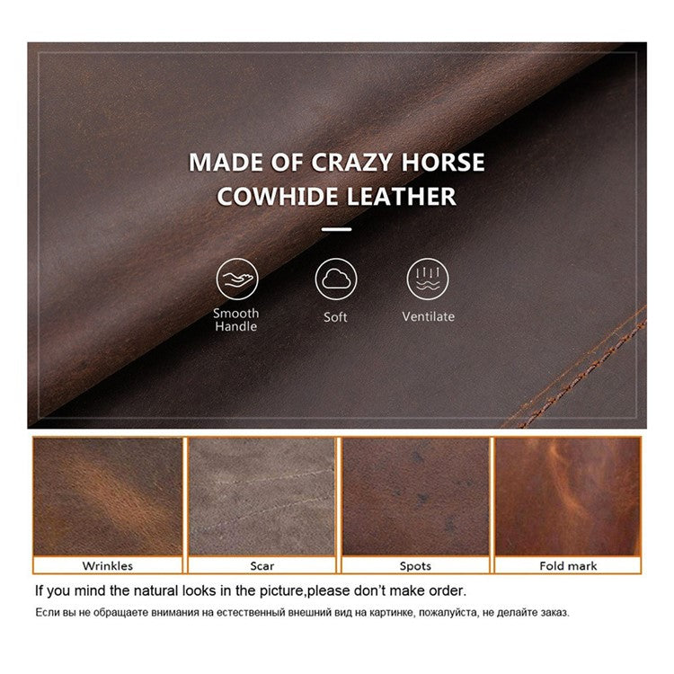 CONTACTS FAMILY Crazy Horse Texture Genuine Leather Zipper Wrist Purse Headphone Storage Case for AirPods Max