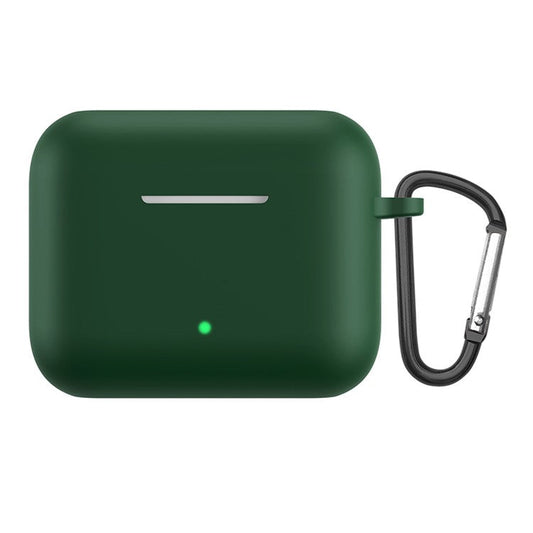 Solid Color Silicone Earphones Protective Case with Anti-Lost Carabiner for Honor Earbuds X2 - Green
