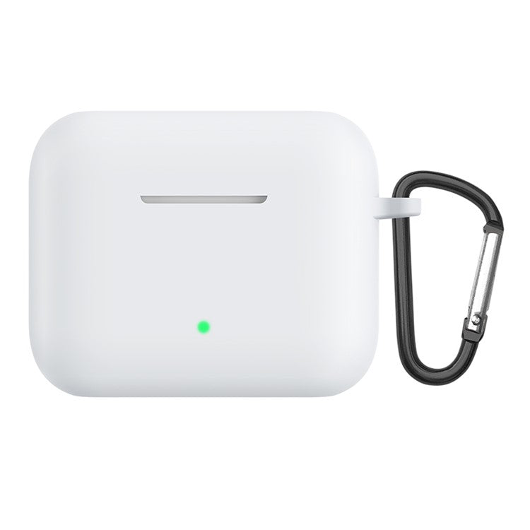 Solid Color Silicone Earphones Protective Case with Anti-Lost Carabiner for Honor Earbuds X2 - White