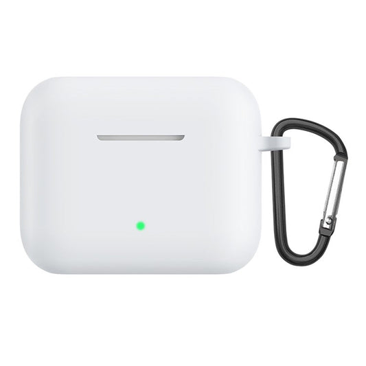 Solid Color Silicone Earphones Protective Case with Anti-Lost Carabiner for Honor Earbuds X2 - White