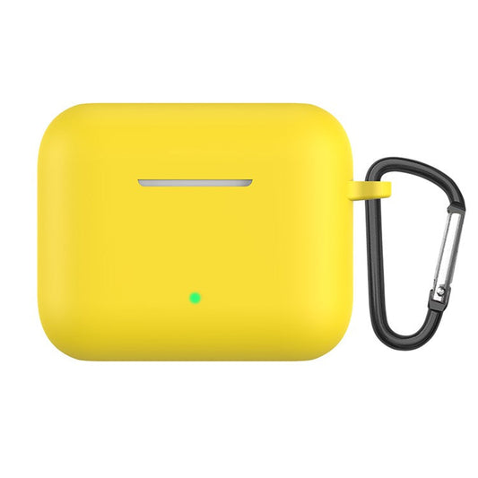 Solid Color Silicone Earphones Protective Case with Anti-Lost Carabiner for Honor Earbuds X2 - Yellow