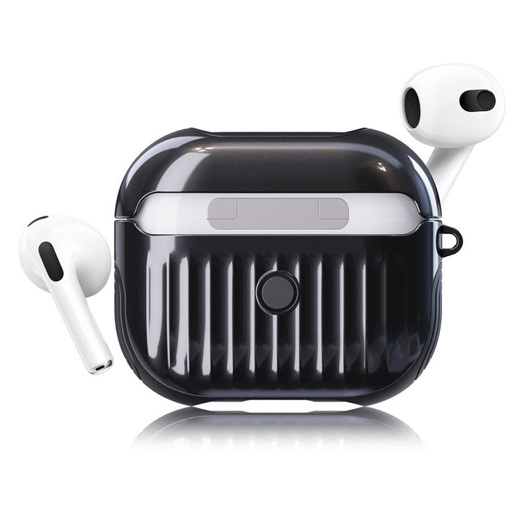 Suitcase Style Glossy Rubberized PC + TPU Earphone Charging Box Protective Cover Case for Apple AirPods 3 - Black