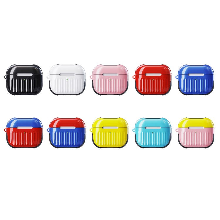 Suitcase Style Glossy Rubberized PC + TPU Earphone Charging Box Protective Cover Case for Apple AirPods 3 - Black