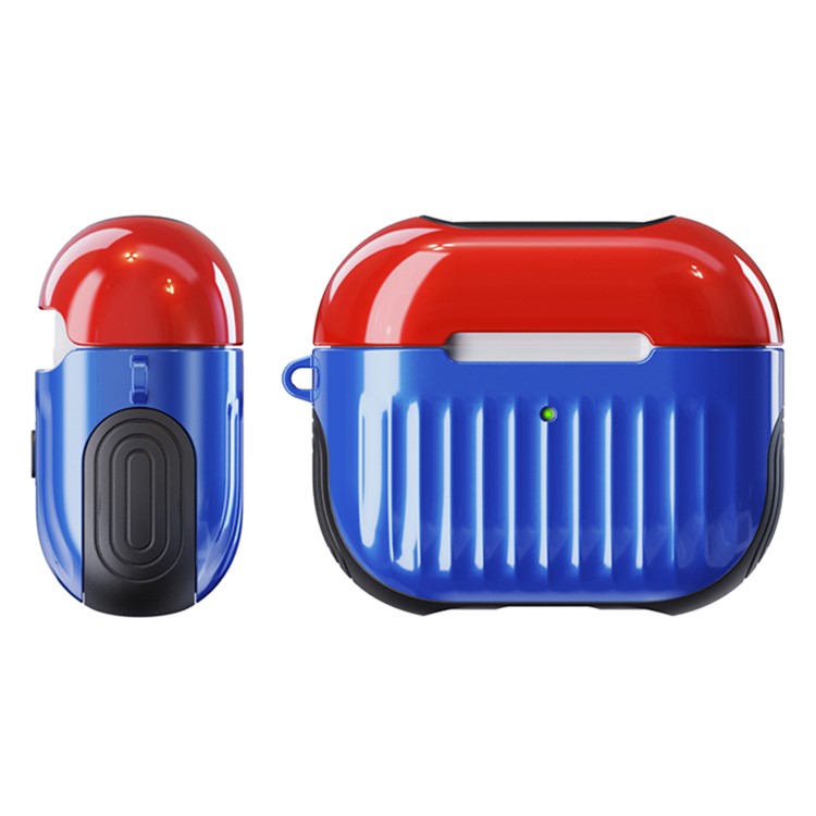 Suitcase Style Glossy Rubberized PC + TPU Earphone Charging Box Protective Cover Case for Apple AirPods 3 - Blue/Red