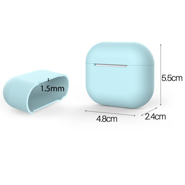 Solid Color Wireless Earphone Charging Case Cover Silicone Protective Sleeve for AirPods 3 - Black