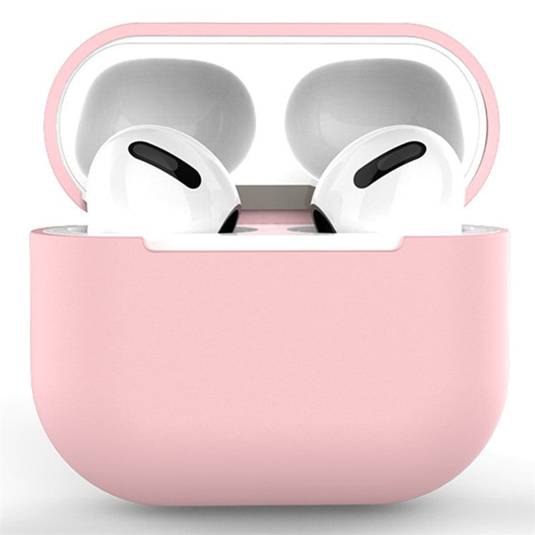 Solid Color Wireless Earphone Charging Case Cover Silicone Protective Sleeve for AirPods 3 - Pink