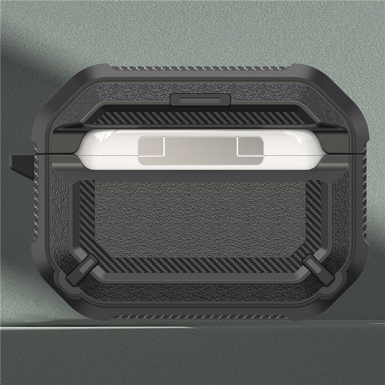 Portable Shockproof Anti-drop TPU+PC 2-in-1 Earphone Earbuds Case Cover with Lock/Buckle for Apple AirPods Pro - Type 2