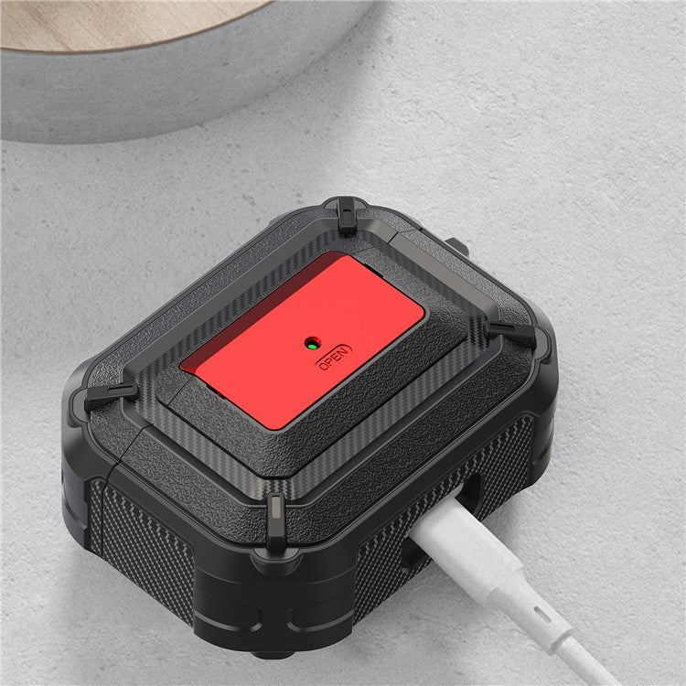 Portable Shockproof Anti-drop TPU+PC 2-in-1 Earphone Earbuds Case Cover with Lock/Buckle for Apple AirPods Pro - Type 3
